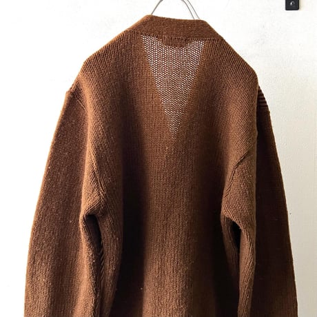 Vintage Argyle Emboss Design Leather & Knit Cardigan