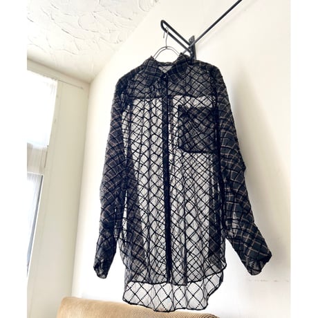 Plaid Pattern Sheer Shirt Blouse