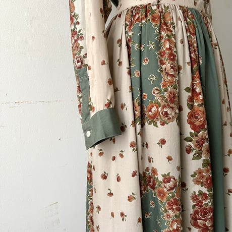 Vintage Flower Pattern Shirt&Skirt 2piece-sets