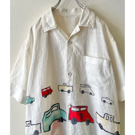 Vintage Painted Design Linen Shirt