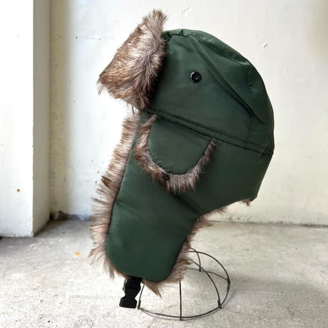 Nylon & Fake Fur Flight Cap (グリーン)