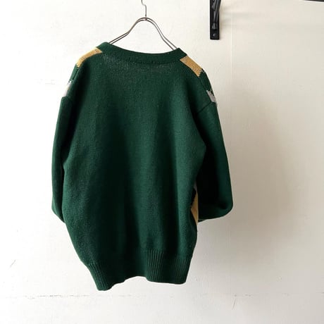 Vintage Argyle Pattern Knit Cardigan