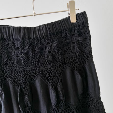Black Color Crochet Design Long Skirt