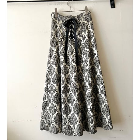 Damask Pattern Satin Long Skirt
