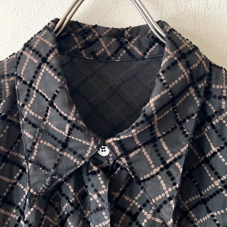 Plaid Pattern Sheer Shirt Blouse
