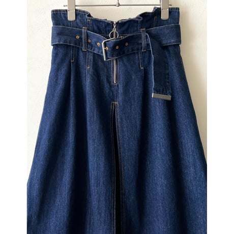 Layered Design Denim Long Skirt