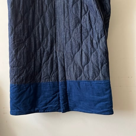 Denim Quilting No-collar Long Coat (jp)