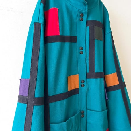 80-90's Euro Mondrian Design Wool JKT (made in yugoslavia)
