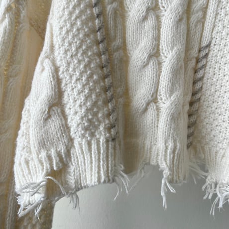 Short Cut Design Aran Knit Sweater