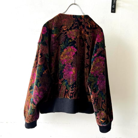Vintage Flower Pattern Velvet Short JKT