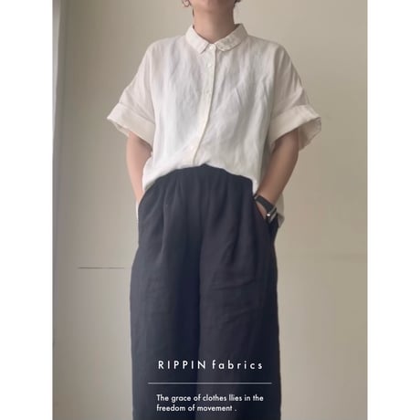 【受注】【半袖】リネンのシンプルシャツ
