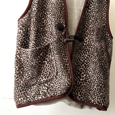 Vintage Leopard Pattern Boa Vest
