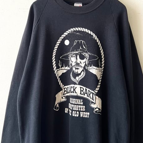 80-90's Black Color Print Design Sweat (made in usa)