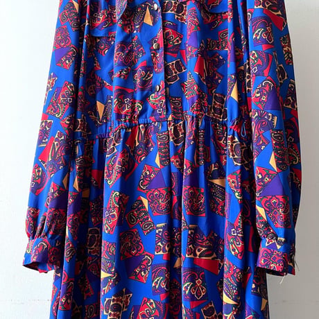 Vintage  Scarf Pattern Long Dress
