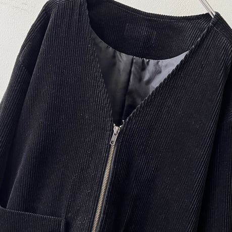 Black Corduroy No Collar JKT