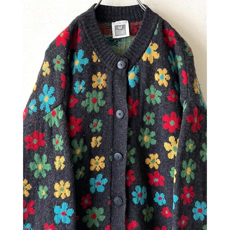 Euro Vintage Flower Pattern Knit Cardigan (made in Italy)
