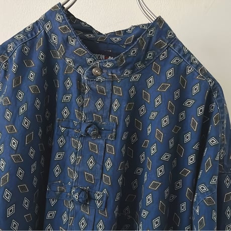 "Remake" Geometric Pattern China Shirt