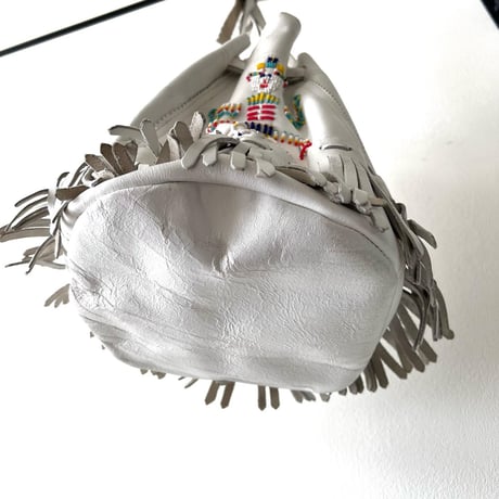 Embroidery Design Fringe Leather Drawstring bag