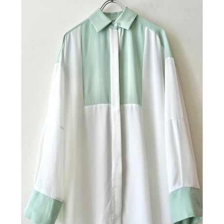 Mint Color Sheer Shirt Dress
