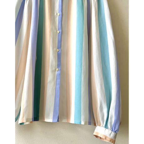 Euro Vintage Pastel Color Spripe Blouse (made in France)