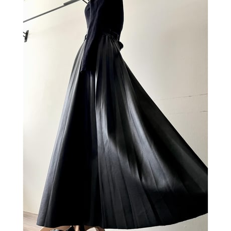 Fake Leather Maxi Flare Skirt
