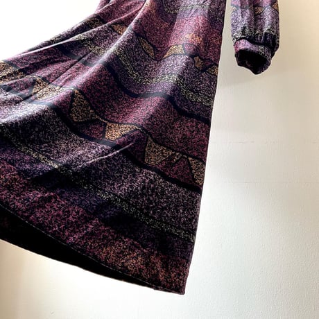 Vintage Geometric Pattern Velours Long Dress