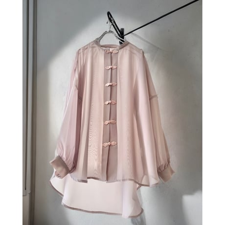 China Button Sheer Blouse