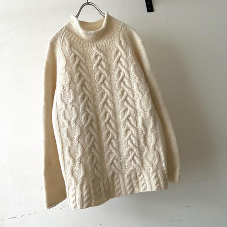 Euro Vintage Roll Neck Aran Knit Sweater