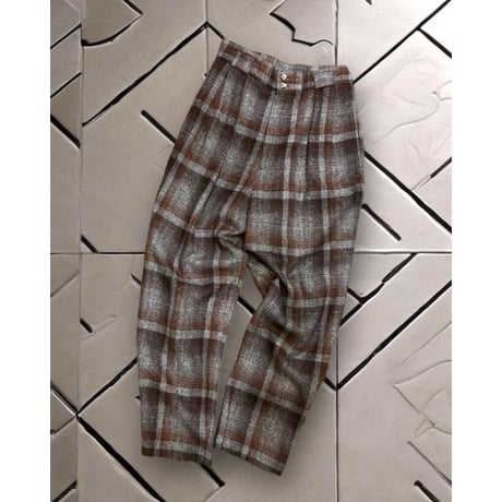 Vintage Check Pattern Tuck Pants