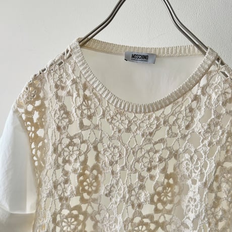 Lace Design Short Sleeve Blouse