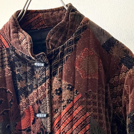 Vintage Geometric Patchwork Pattern Quilting China JKT