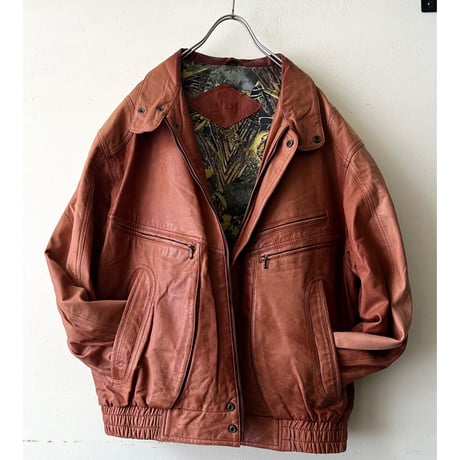 Euro Vintage Stand Collar Leather JKT