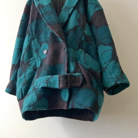 80-90's Euro Flower Pattern Wool JKT