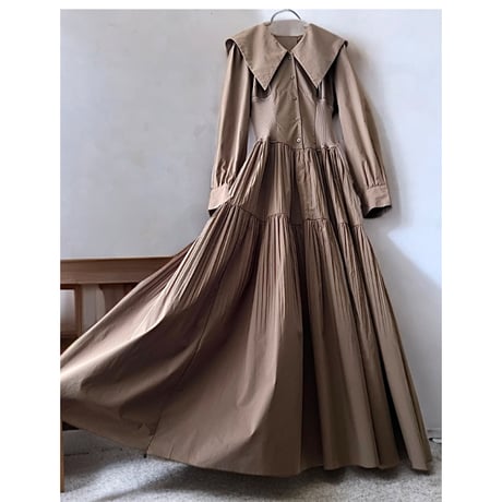 FRAY I.D Waist Rib Big Collar Maxi Dress (jpn)