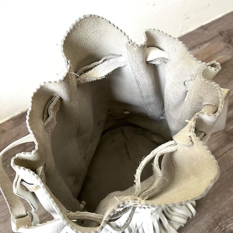 Embroidery Design Fringe Leather Drawstring bag