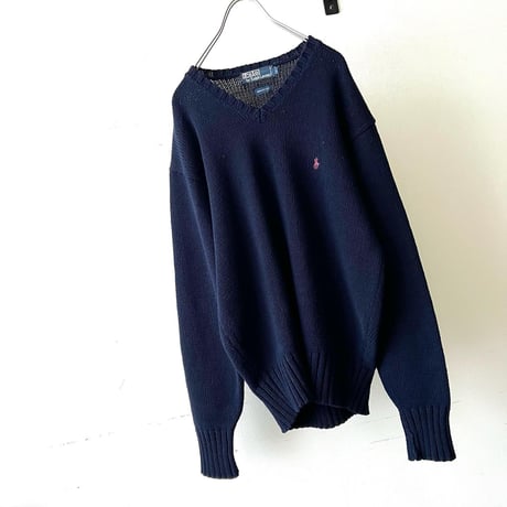 90's Polo Ralph Lauren V-Neck Cotton Knit Sweater