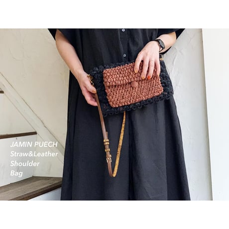 JAMIN PUECH Straw & LeatherショルダーBag
