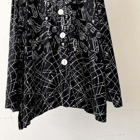 US Vintage POP Art Pattern No Collar Design Shirt