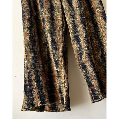 Earth Color Pattern Pleats Pants