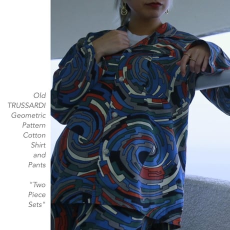 Old TRUSSARDI Geometric Patternシャツ