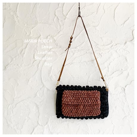 JAMIN PUECH Straw & LeatherショルダーBag