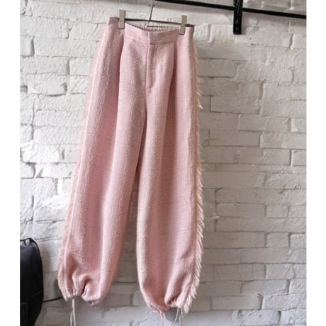 Side Fringe Tweed Balloon Pants