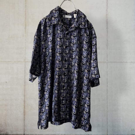Vintage Geometric Pattern Silk Shirt
