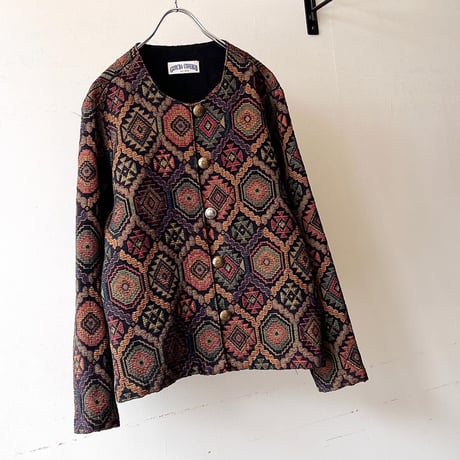 GOTCHA COVERED Geometric Pattern No Collar Jacquard JKT