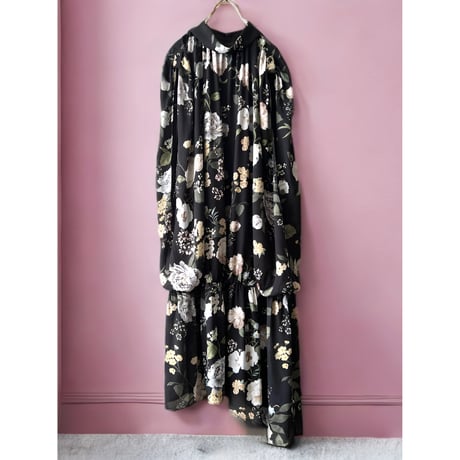 Flower Pattern No Sleeve Low Waist Long Dress