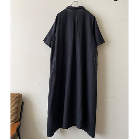 Linen Open Collar Shirt Dress