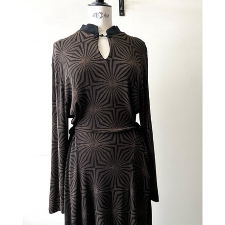 Vintage Geometric Pattern China Design Maxi Dress