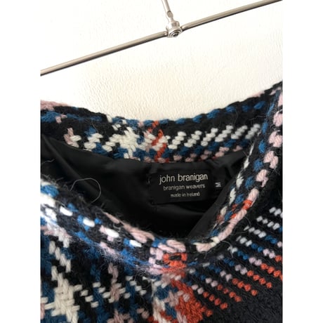 John Branigan Plaid Pattern Knit Long Skirt (made in Ireland)