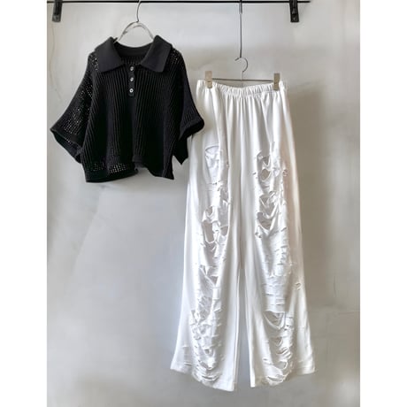 Mesh Knit Loose Silhouette Short Top
