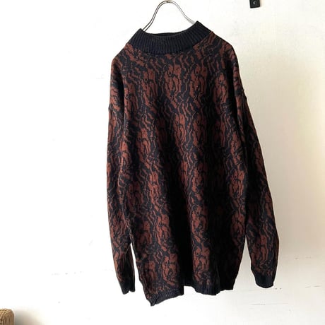Euro Vintage Geometric Pattern Knit Sweater